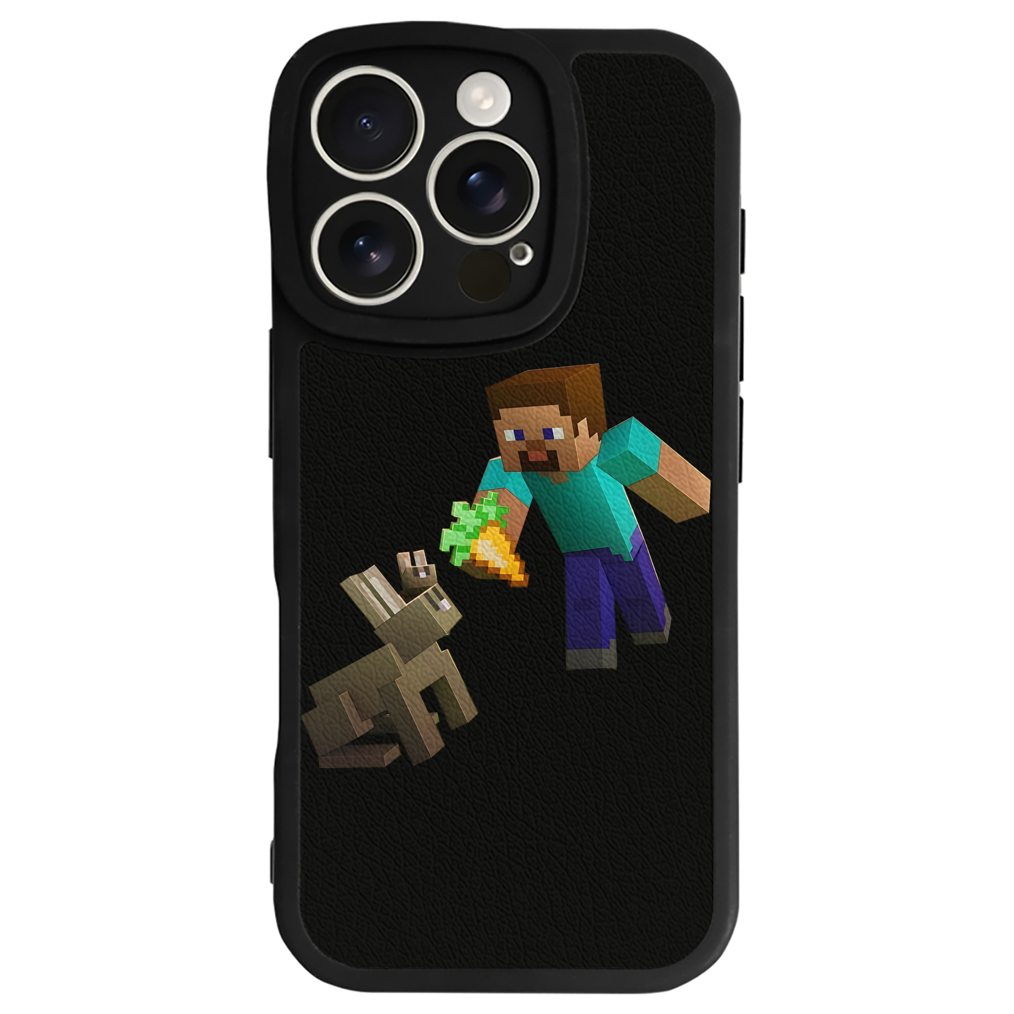 （画像用） マインクラフト ブロックの世界 Minecraft MC Block world 【iPhone 16シリーズ対応】シリコンスマホケース（レザー調） 材質：シリコン